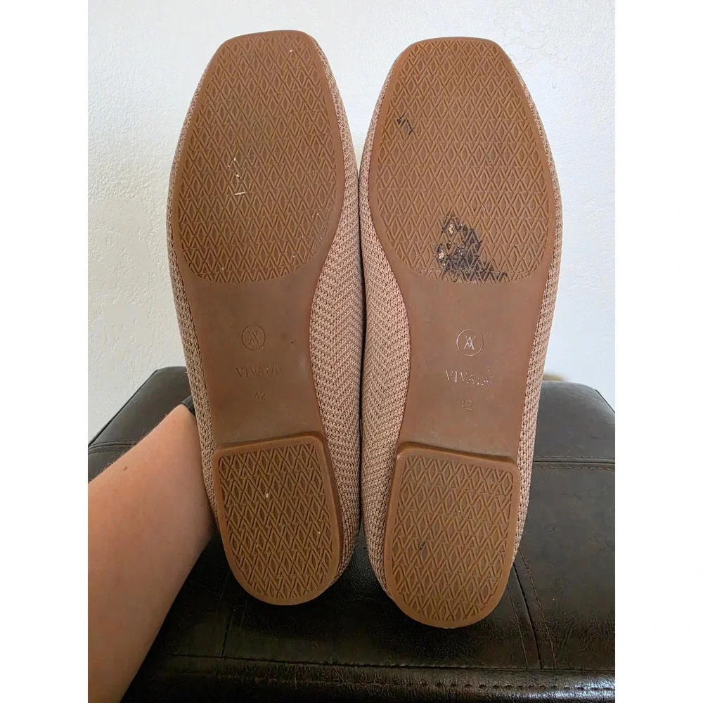 Vivaia Margot Ultra light Nutmeg Tan Knit Square Toe Ballet Flats sz 42 Us 11.5